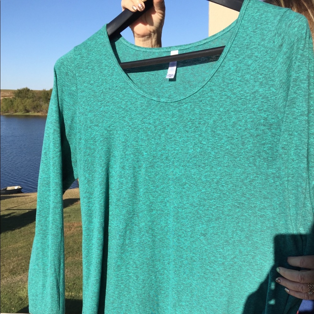 Lularoe 2XL Solid Heathered Teal Lynnae-EUC
